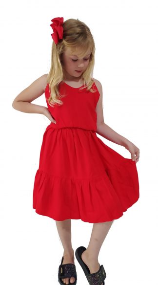 Vestido Infantil Arrumadinho Sarjado de Alça - Vermelho - 16