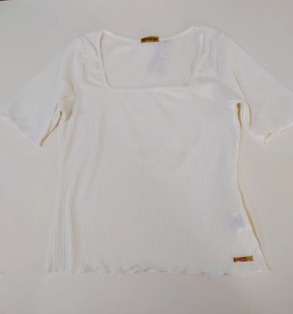 Blusa Feminina Canelada Decote Quadrado - Branco - GG