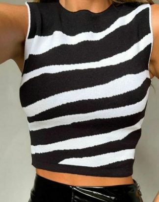 Cropped Zebra Feminino Lã Modal Trico - Preto - Unico