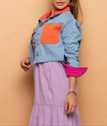 Jaqueta Jeans Colorida Feminina Multi Colors