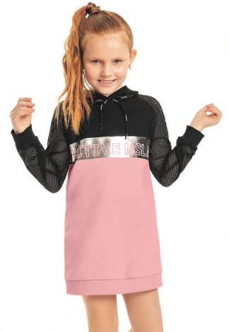 Vestido Infantil Juvenil em Moletom Menina - Rosa - 12
