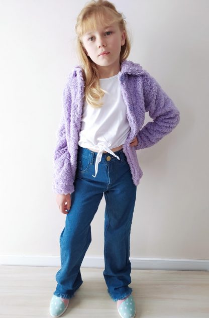 Calça Wide Leg Jeans Infantil Juvenil Menina