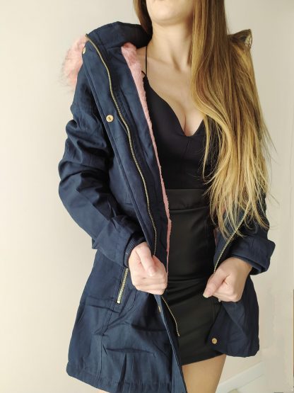 Jaqueta Parka Feminina Sarja Forrada - Azul - GG