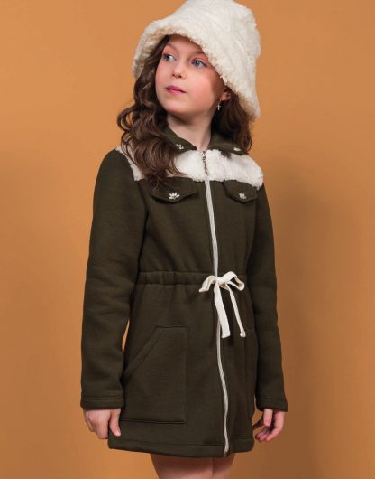 Jaqueta Parka Teddy Moletom Peluciado Invantil Juvenil - Verde - 16