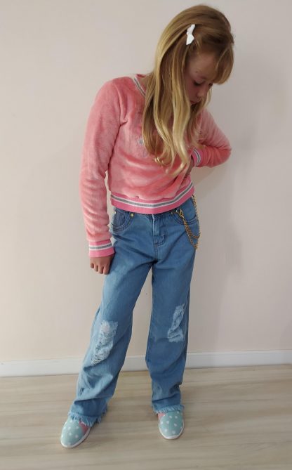 Calça Jeans Pantalona Wide Leg Infantil Juvenil Menina