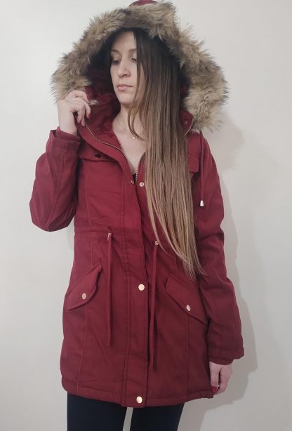 Jaqueta Parka Feminina Sarja Forrada - Marsala - GG