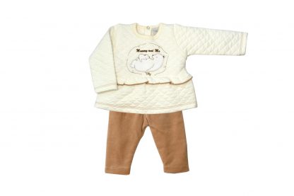 Conjunto Infantil Bebê Menina Calça em Plush - Marrom - 3