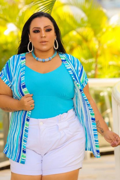 Conjunto Feminino Kimono e Blusa Moda Verão até o Plus Size