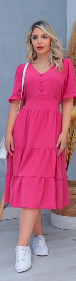 Vestido Feminino Moda Ótimo Caimento - Rosa - GG