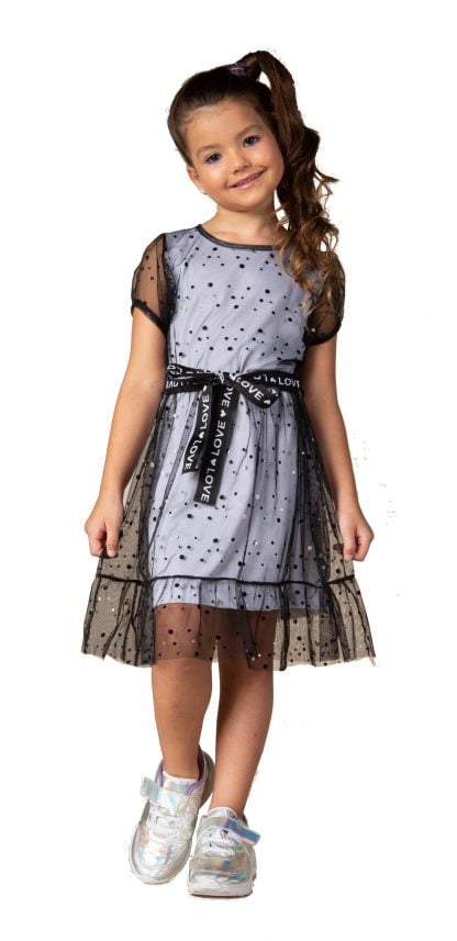 Vestido Menina em Tule Moderno - Preto - 10