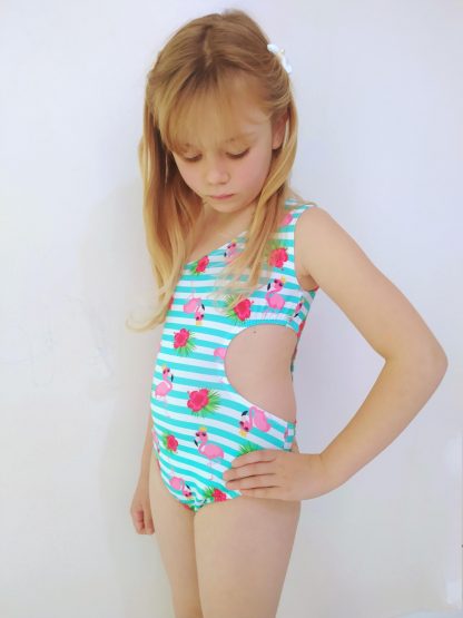 Maiô Biquini Infantil Menina Roupa Moda Praia - Maiô Flamingo Verde - 12