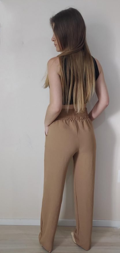 Calça Pantalona Alfaiataria Feminina Tecido Duna