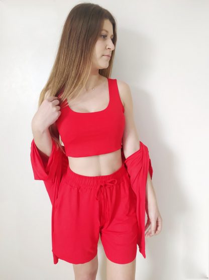 Conjunto Feminino Kimono Quimono Short Cropped Verão