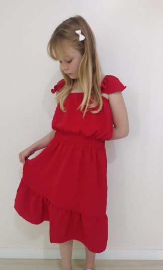 Vestido Menina Infantil Juvenil Arrumadinho - Vermelho - 16