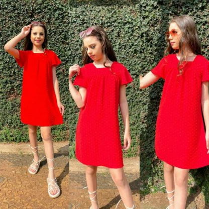 Vestido Infantil Juvenil Menina Vermelho Natal