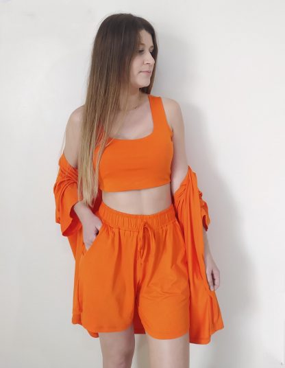 Conjunto Feminino Kimono Quimono Short Cropped Verão