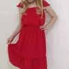 Vestido Infantil Juvenil Menina Vermelho Natal Ano Novo