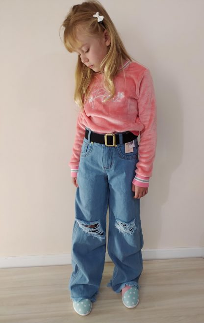 Calça Wide Leg Jeans Infantil Juvenil Menina