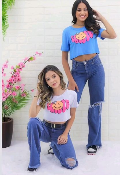 Calça Wide Leg Jeans Infantil Juvenil Menina