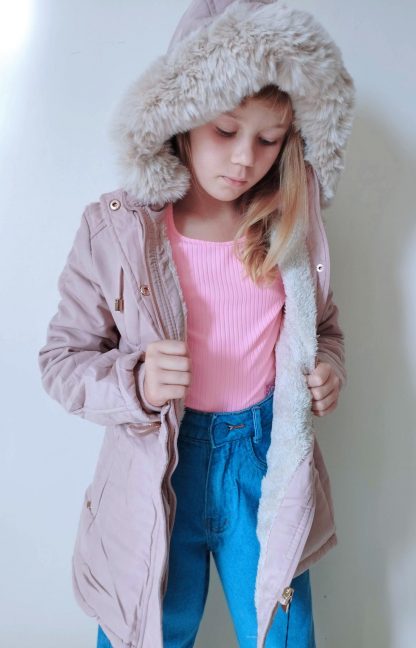 Jaqueta Parka Infantil Juvenil Menina - Rosa(Parka) - 16