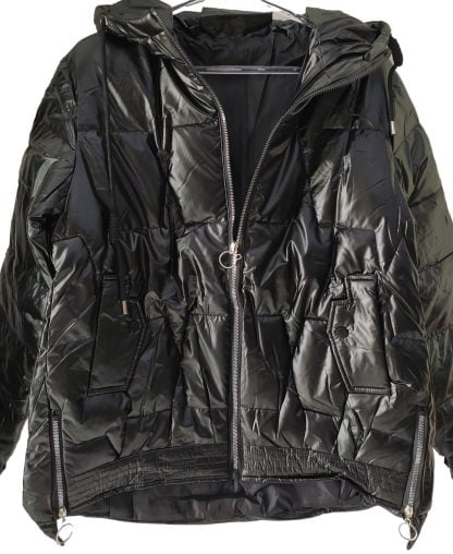 Jaqueta Metalizada Puffer Puf Bobojaco Gominho Feminina - Preto (com capuz) - GG-44-46