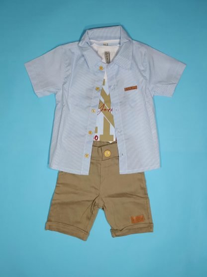 Conjunto Infantil Camiseta, Camisa e Bermuda