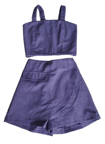 Conjunto Roupa Menina Infantil/Juvenil Verão Cropped Short - Roxo brilho - 16