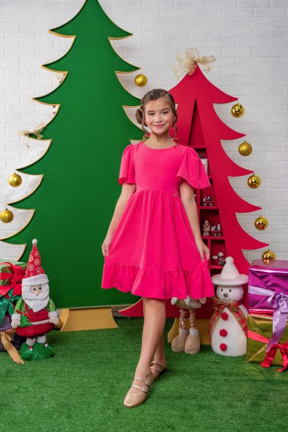 Vestido Infantil Menina Festa Tule Natal - Rosa - 16