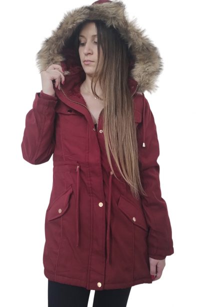 Jaqueta Parka Feminina Sarja Forrada - Marsala - GG