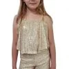 Conjunto Paete Brilho Juvenil Menina Festa Natal Ano Novo - Dourado - 16