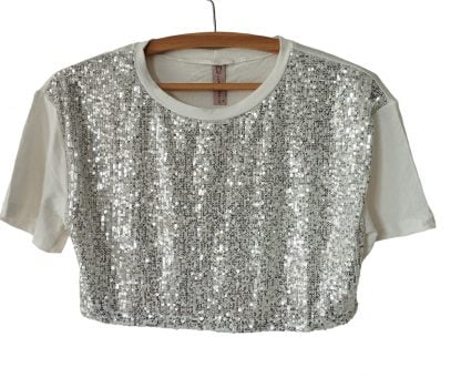 Blusa Cropped Menina Infantil Juvenil Paête Brilho Festa