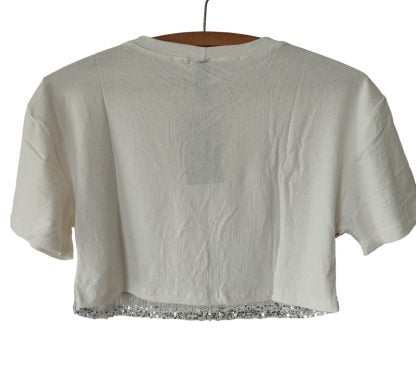 Blusa Cropped Menina Infantil Juvenil Paête Brilho Festa