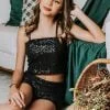 Conjunto Paete Brilho Juvenil Menina Festa Natal Ano Novo