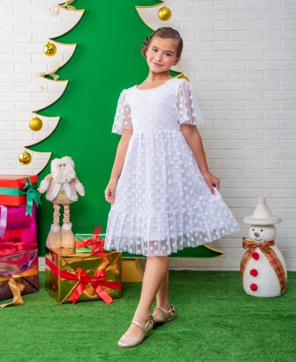 Vestido Infantil Menina Festa Tule Natal